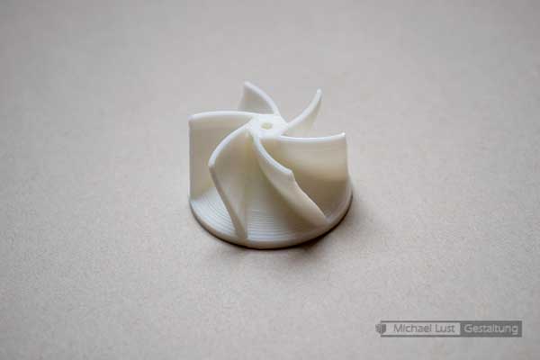 Beispielfoto eines 3D gedruckten Pumpen Impeller.