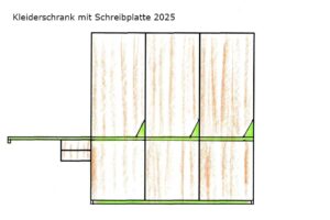 Entwurf Kleiderschrank mit Schreibplatte